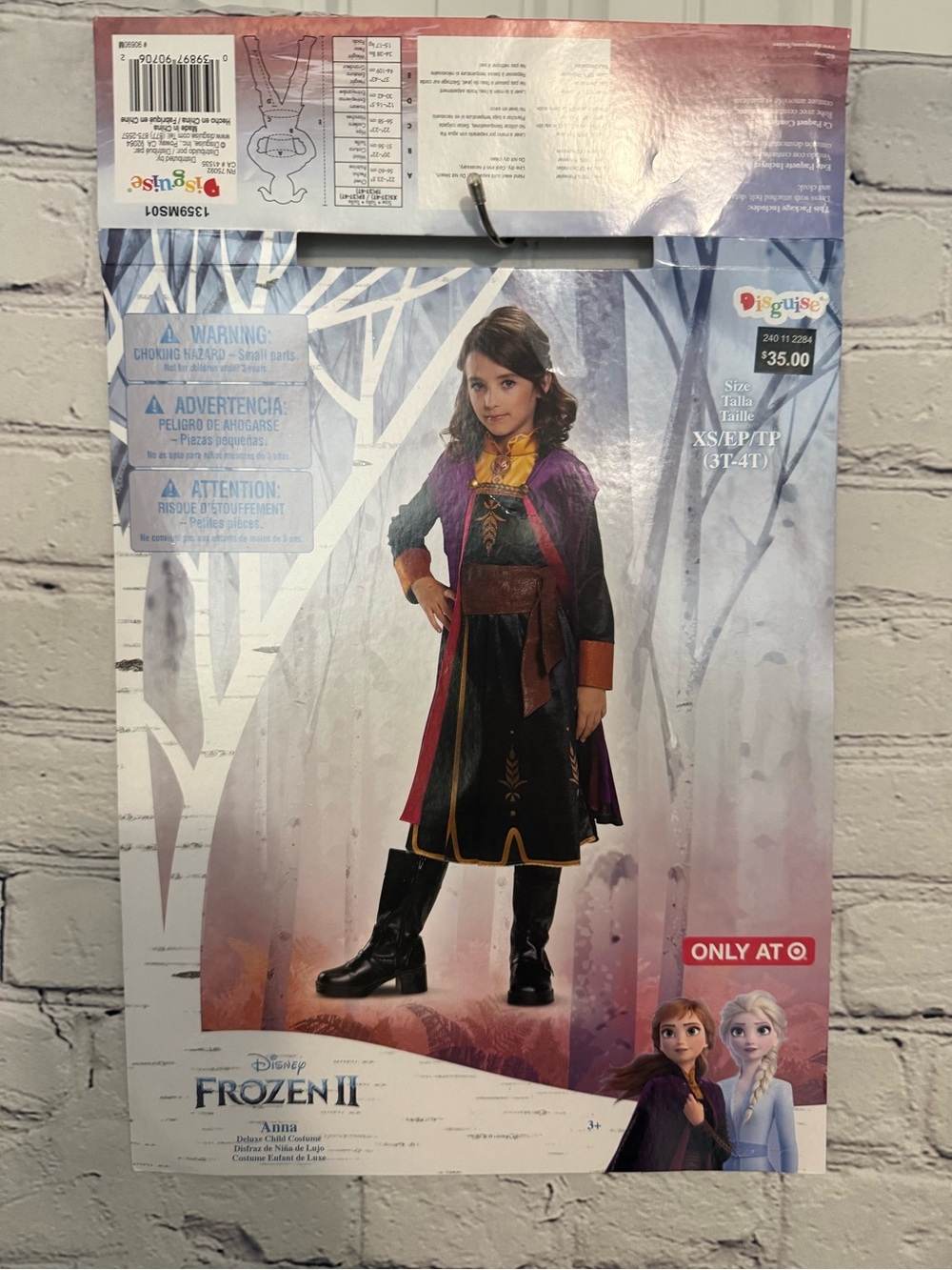 Disguise Anna Frozen II Kids Costume - Black, Purple & Gold Accent new XS Disney